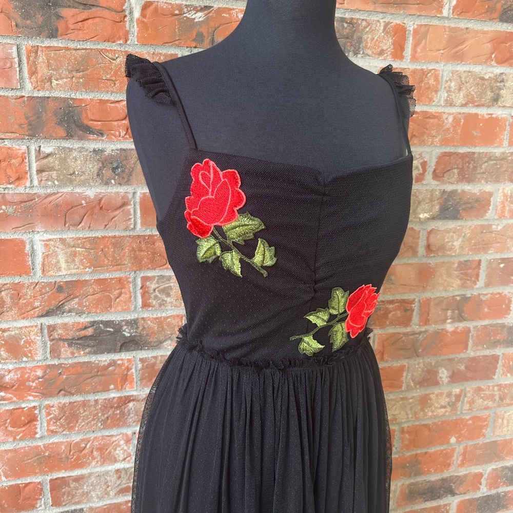Honey and Rosie Rose Embroidered Long Dress - Picture 4 of 14